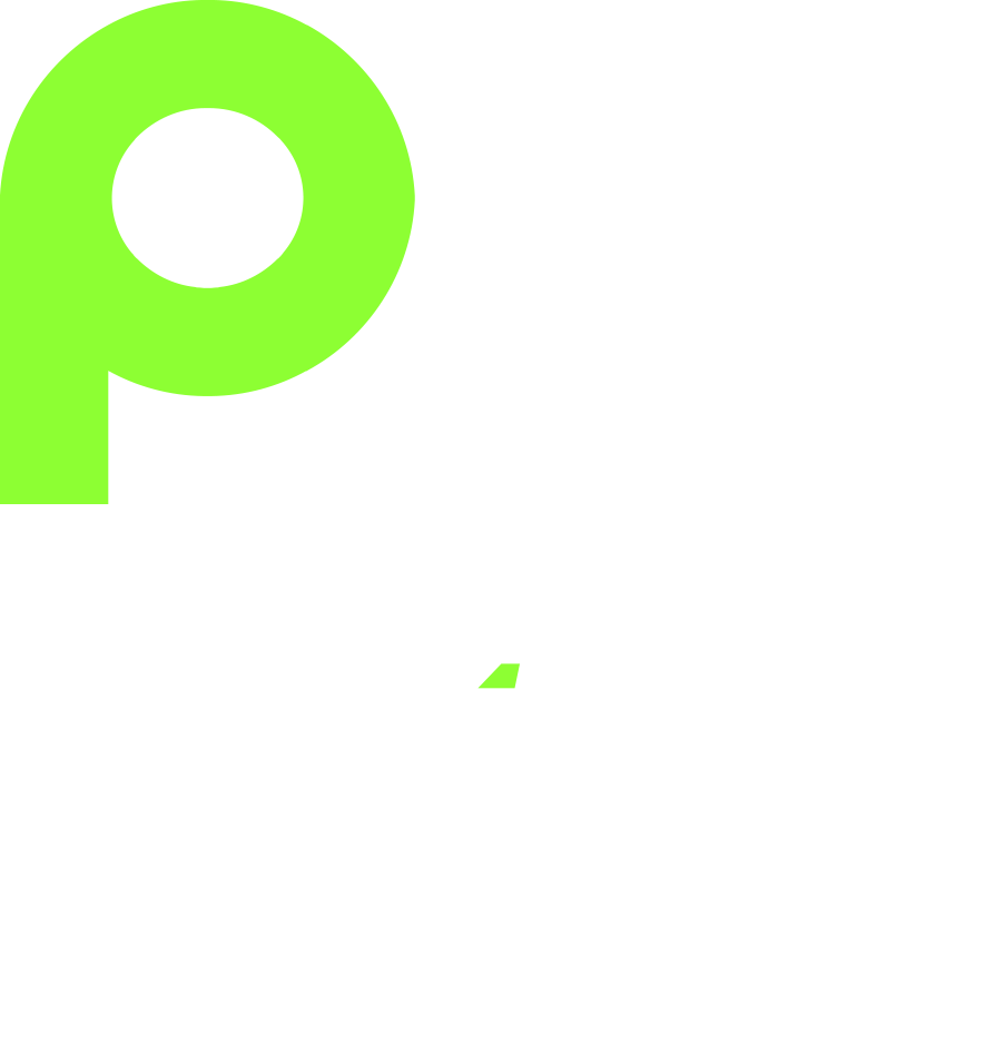 Le Café Podcast vertical logo with play icon in green and white text